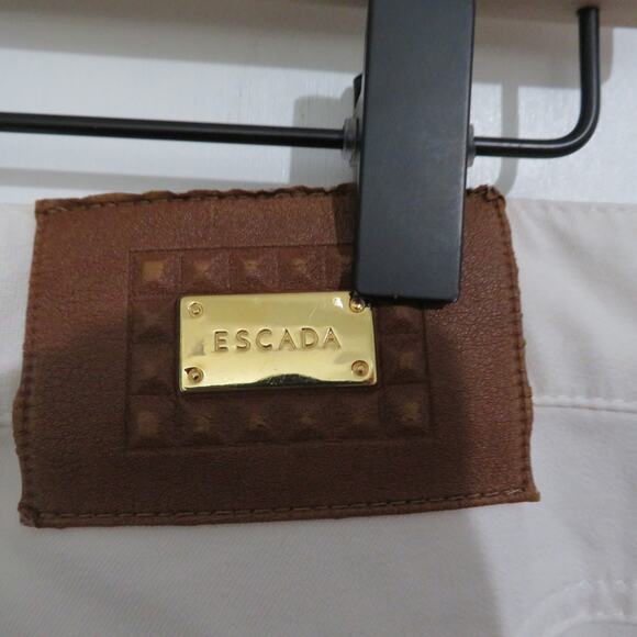 Escada Womens Sz EU 36 US 6 White Pants Straight Leg Hold Hardware - Picture 6 of 9